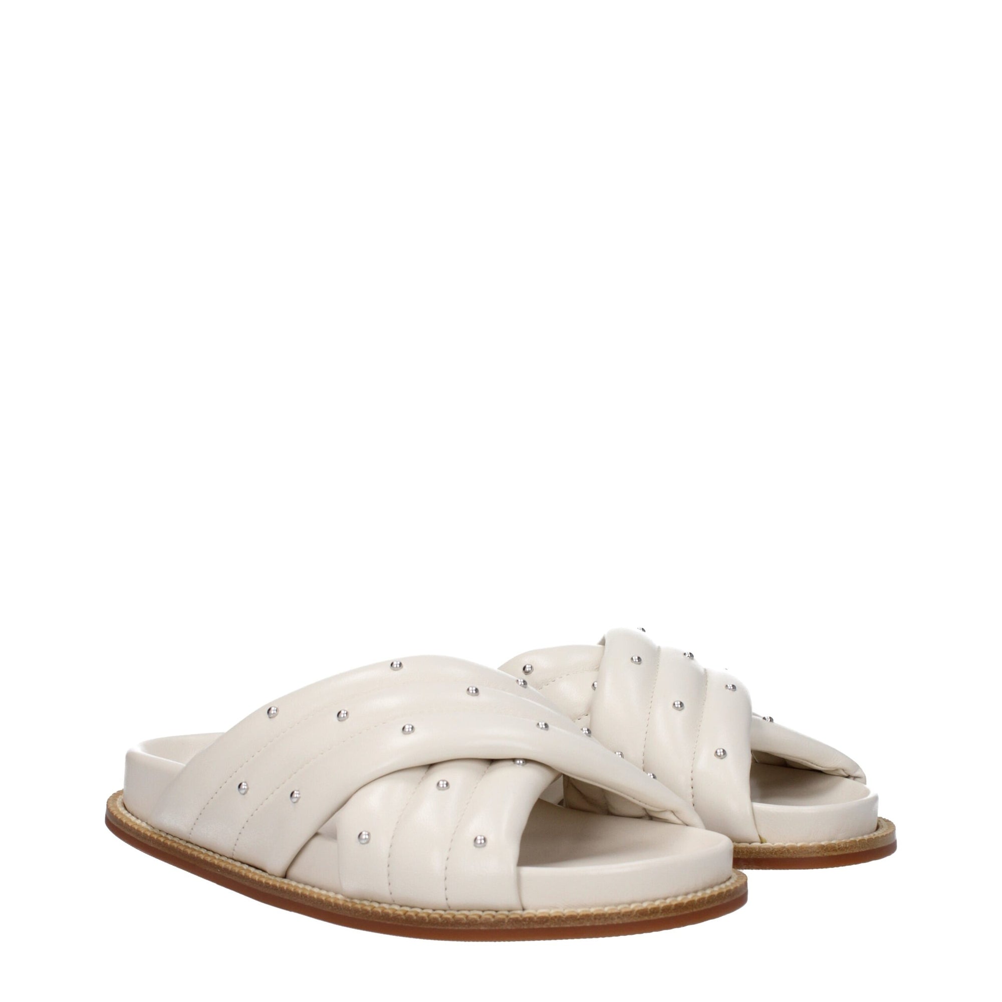 Fabiana Filippi Beige Leather Slippers Sandals