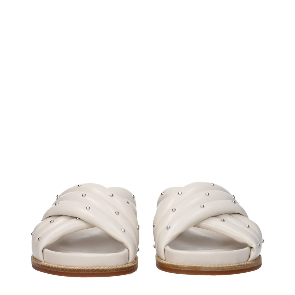 Fabiana Filippi Beige Leather Slippers Sandals