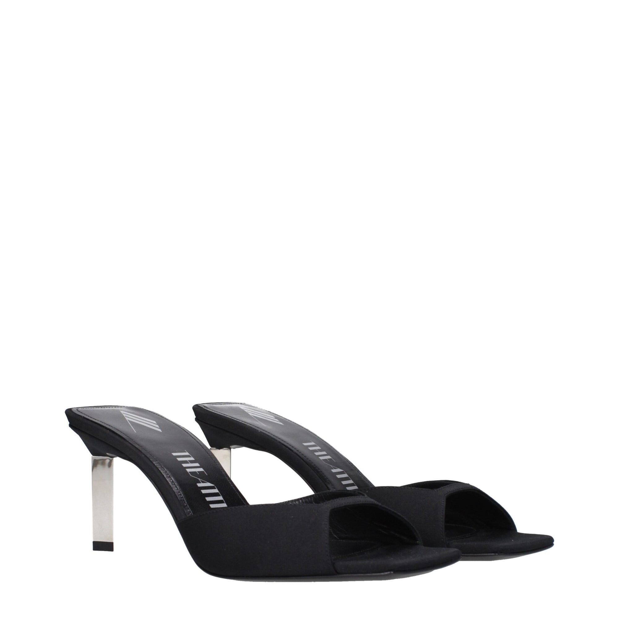 The Attico Black Satin Stiletto Heels Sandals