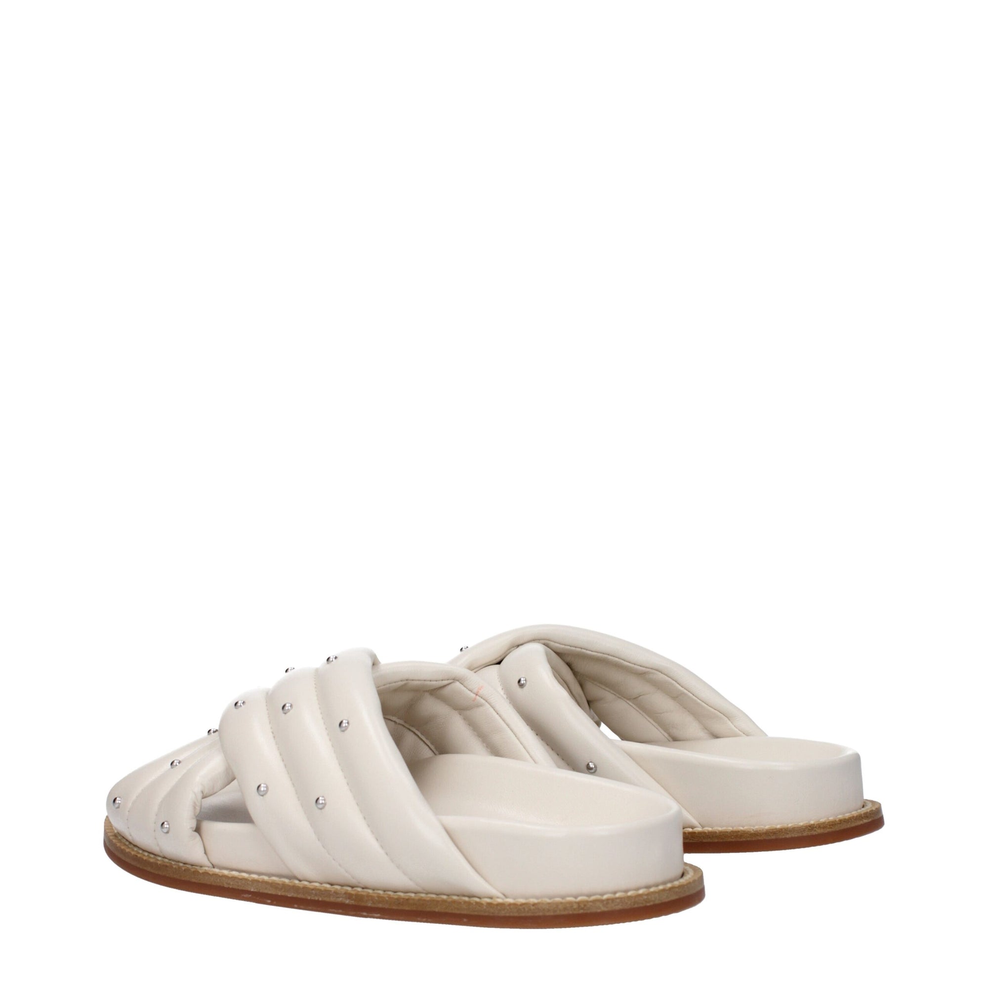 Fabiana Filippi Beige Leather Slippers Sandals