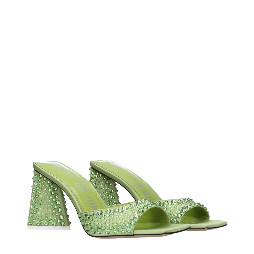 The Attico Green Satin Stiletto Heels Sandals