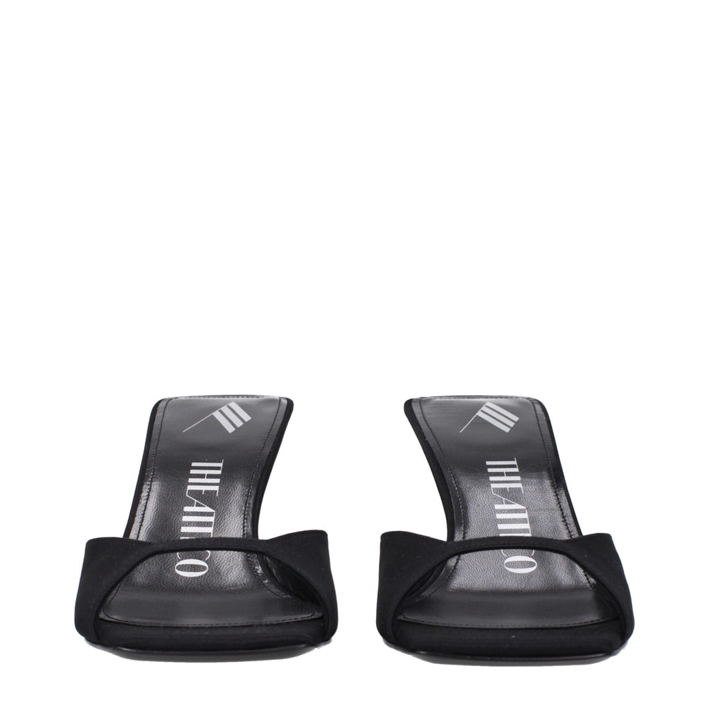 The Attico Black Satin Stiletto Heels Sandals