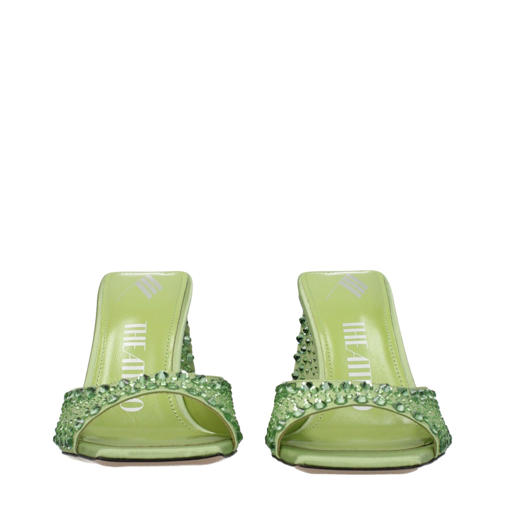 The Attico Green Satin Stiletto Heels Sandals