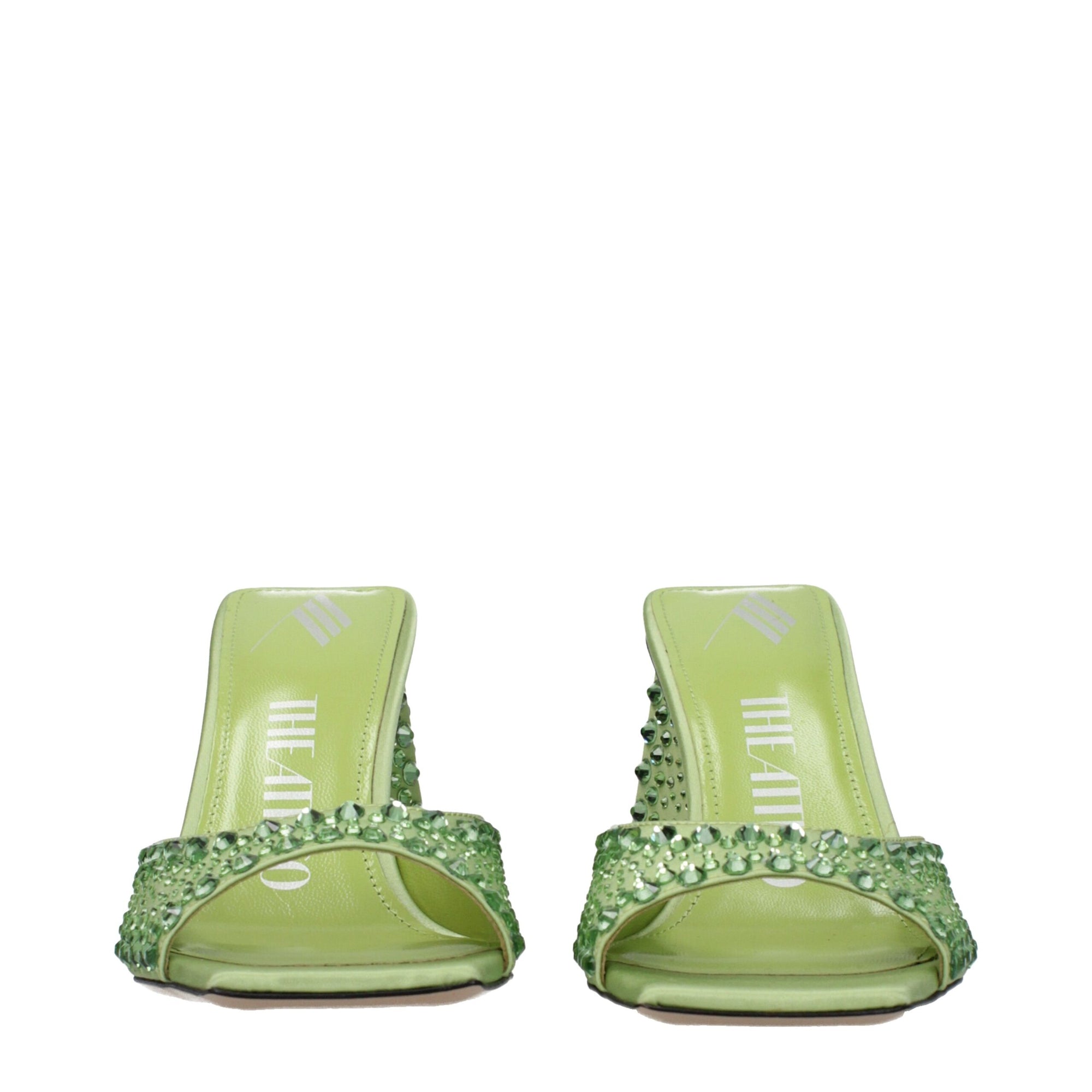 The Attico Green Satin Stiletto Heels Sandals