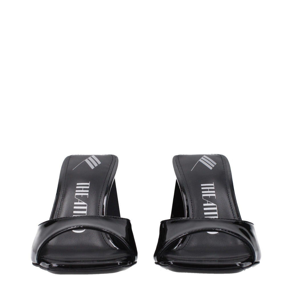 The Attico Black Leather Stiletto Heels Sandals