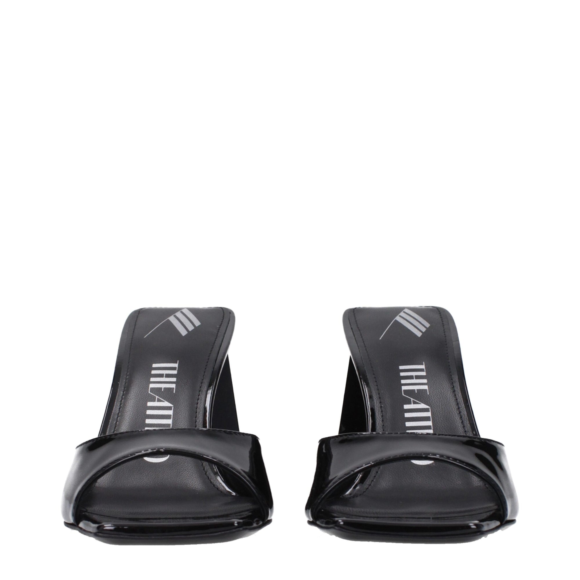 The Attico Black Leather Stiletto Heels Sandals