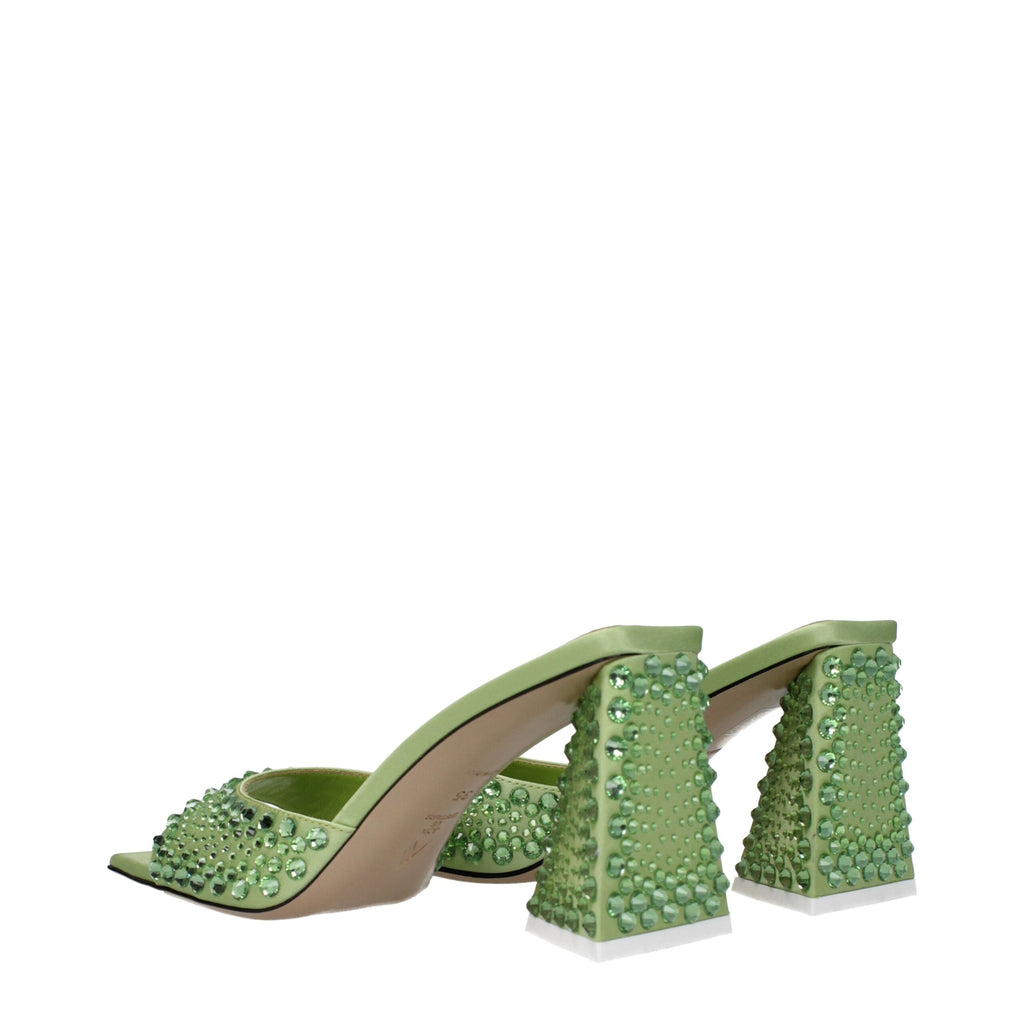 The Attico Green Satin Stiletto Heels Sandals
