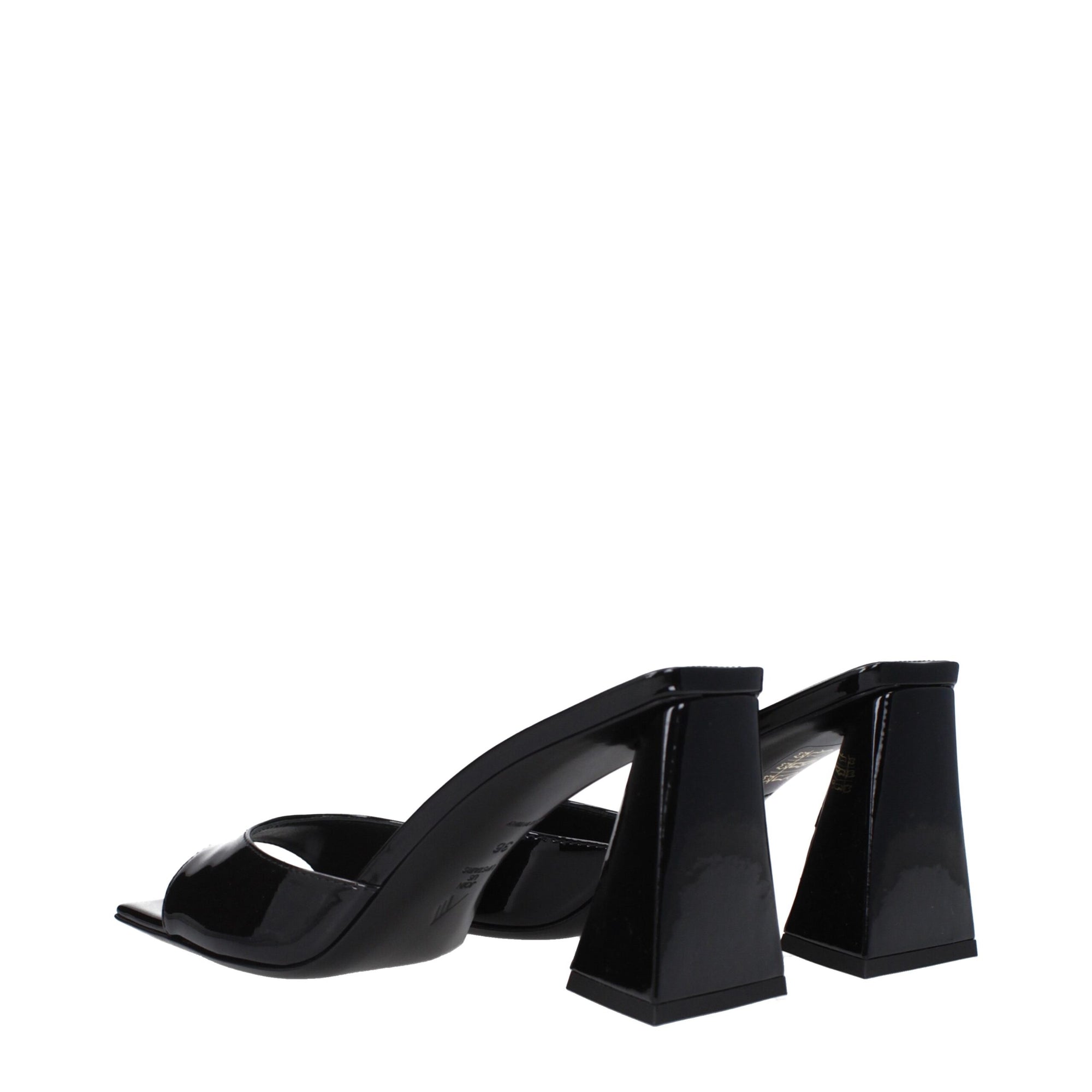 The Attico Black Leather Stiletto Heels Sandals