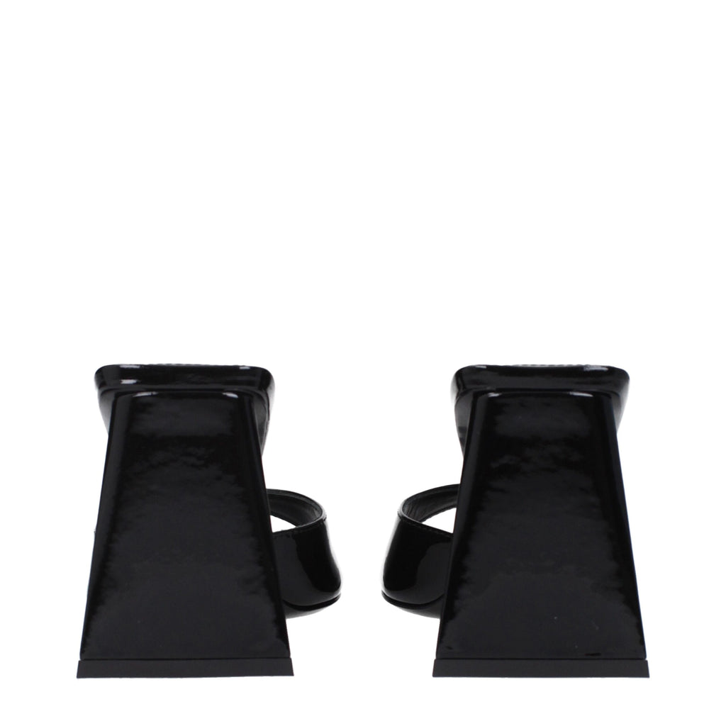 The Attico Black Leather Stiletto Heels Sandals