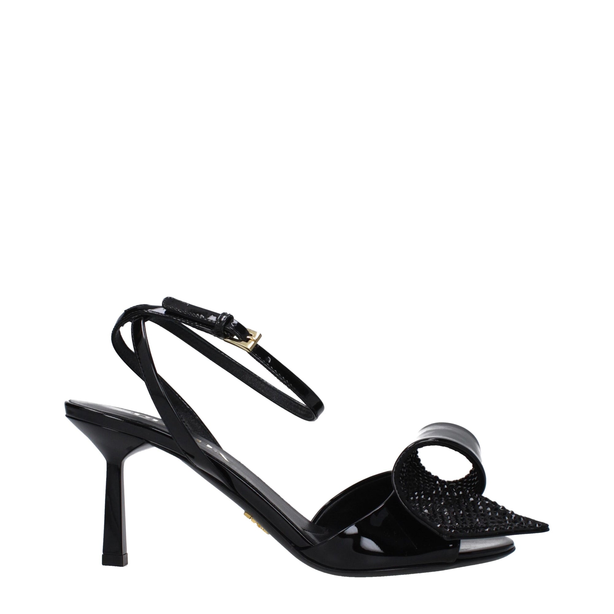 Prada Black Leather Stiletto Heels Sandals