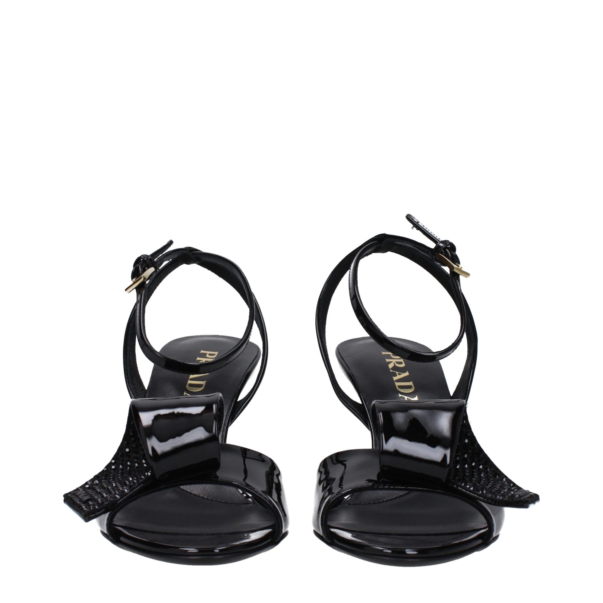 Prada Black Leather Stiletto Heels Sandals