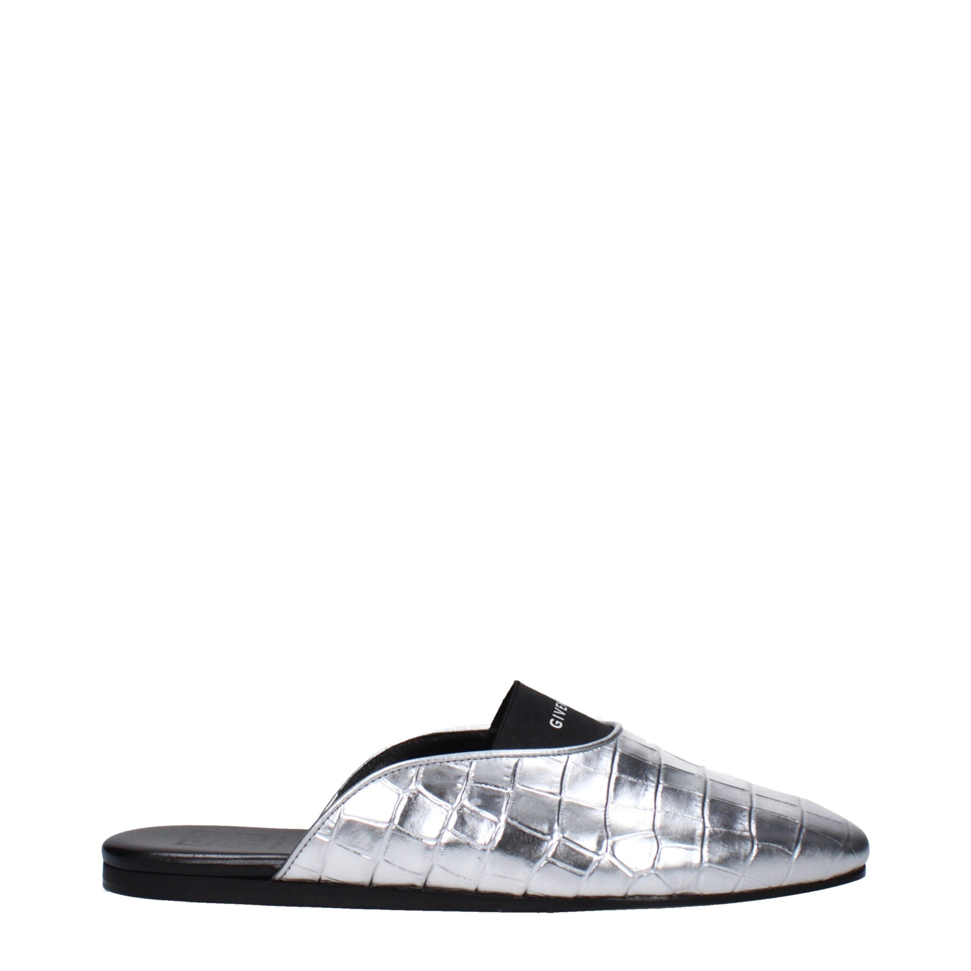 Givenchy Gray Leather Slippers Sandals