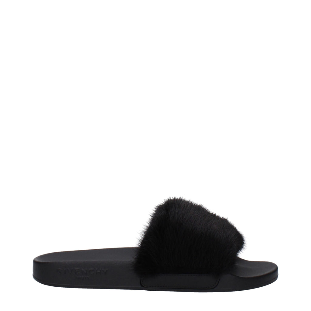 Givenchy Black Cotton Slippers Sandals