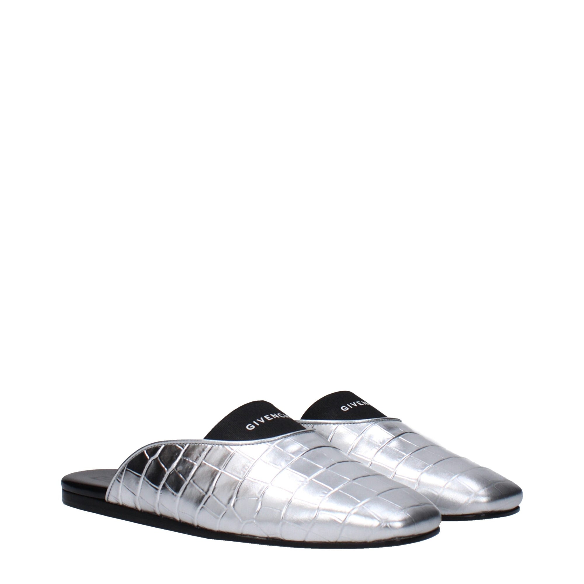 Givenchy Gray Leather Slippers Sandals