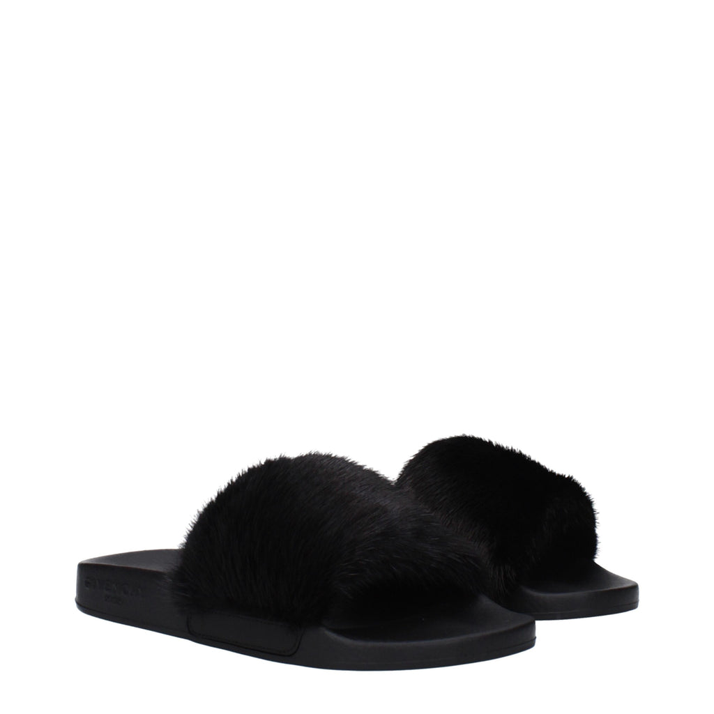 Givenchy Black Cotton Slippers Sandals