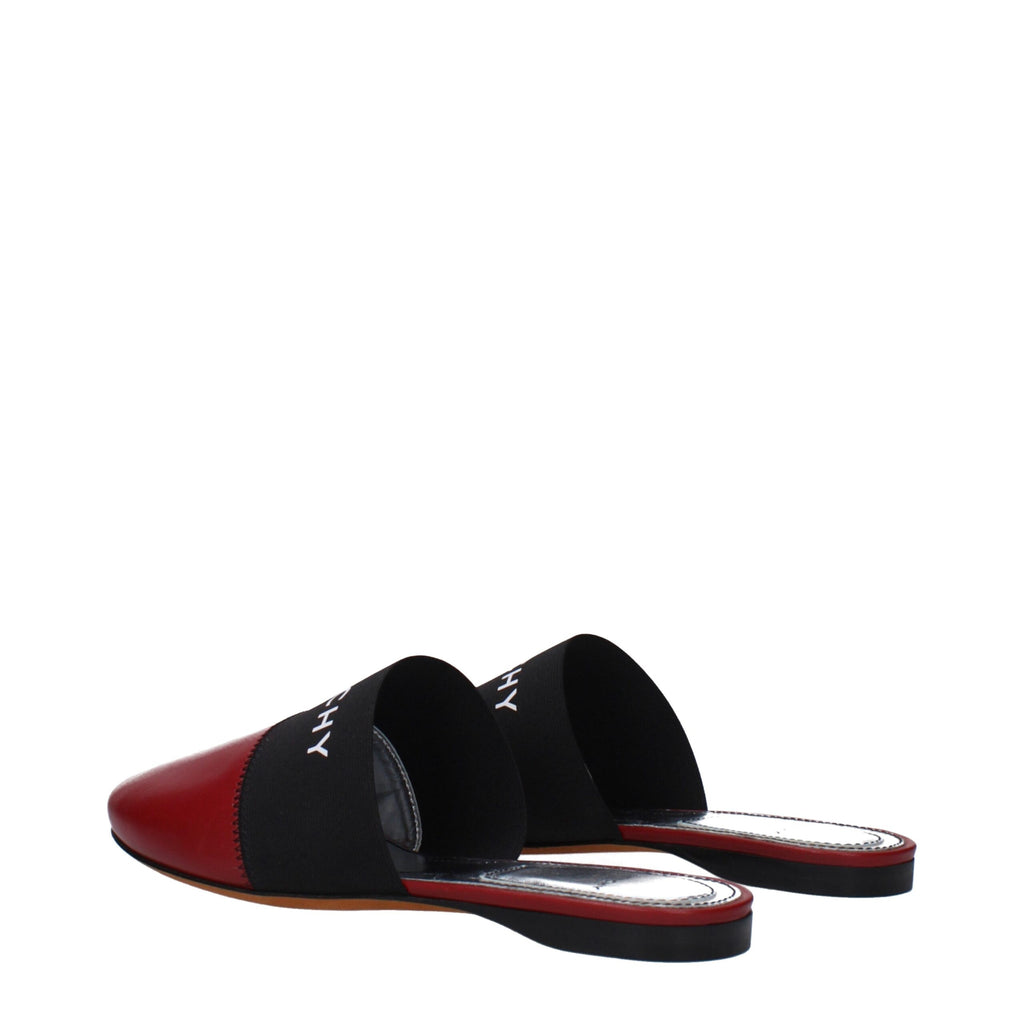 Givenchy Red Leather Slippers Sandals