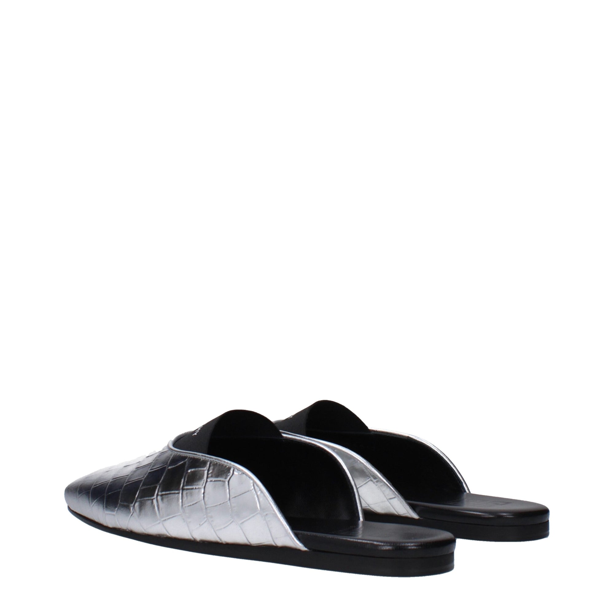 Givenchy Gray Leather Slippers Sandals