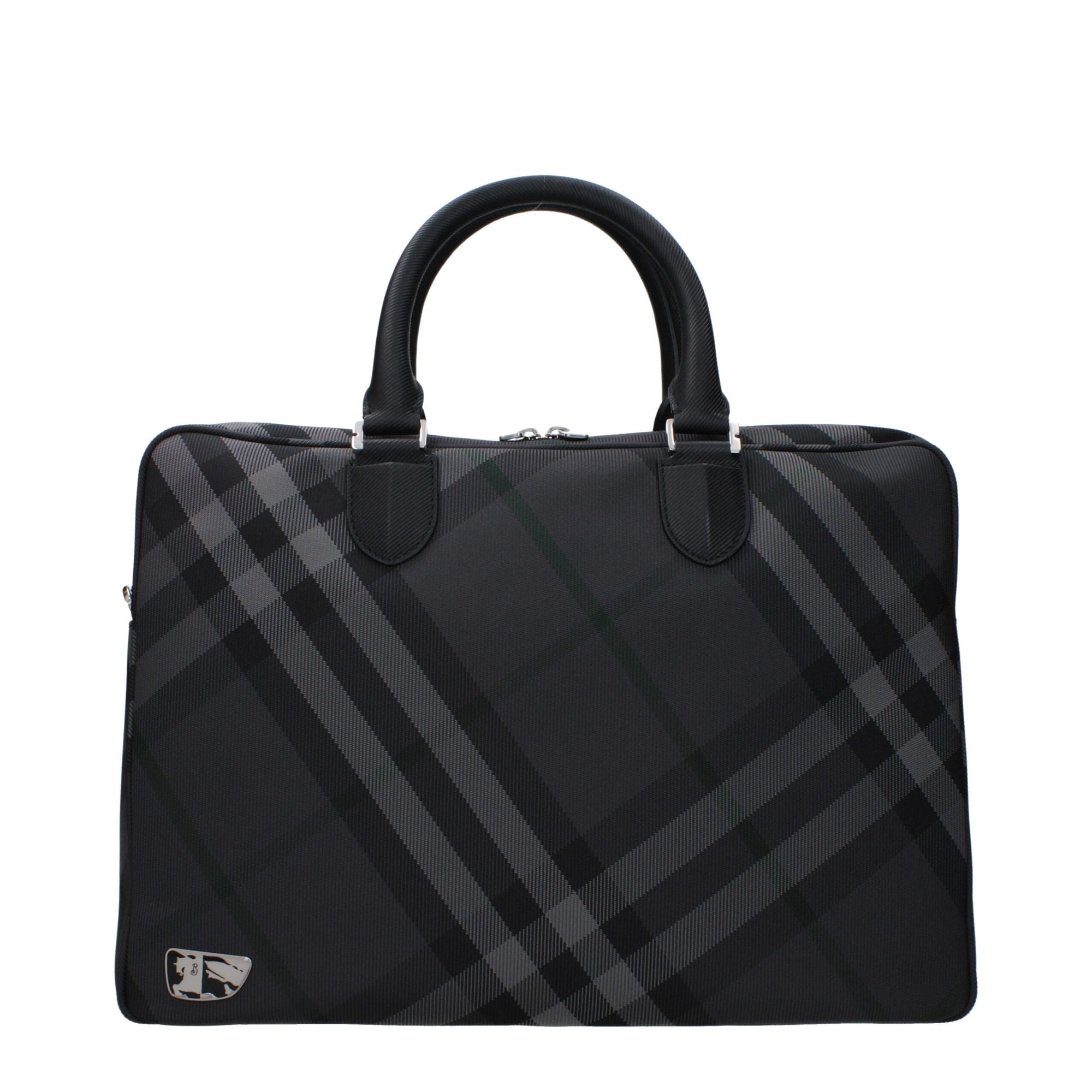 Burberry Gray Fabric Business And Laptop Bags