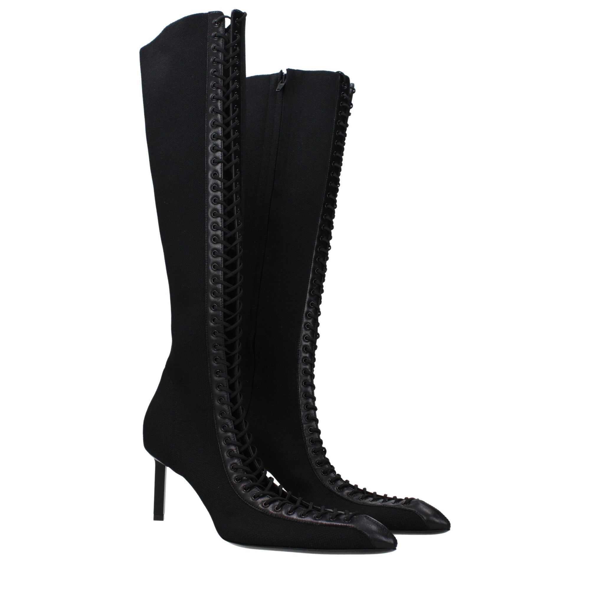 Givenchy Black Fabric Lace-Up Boots