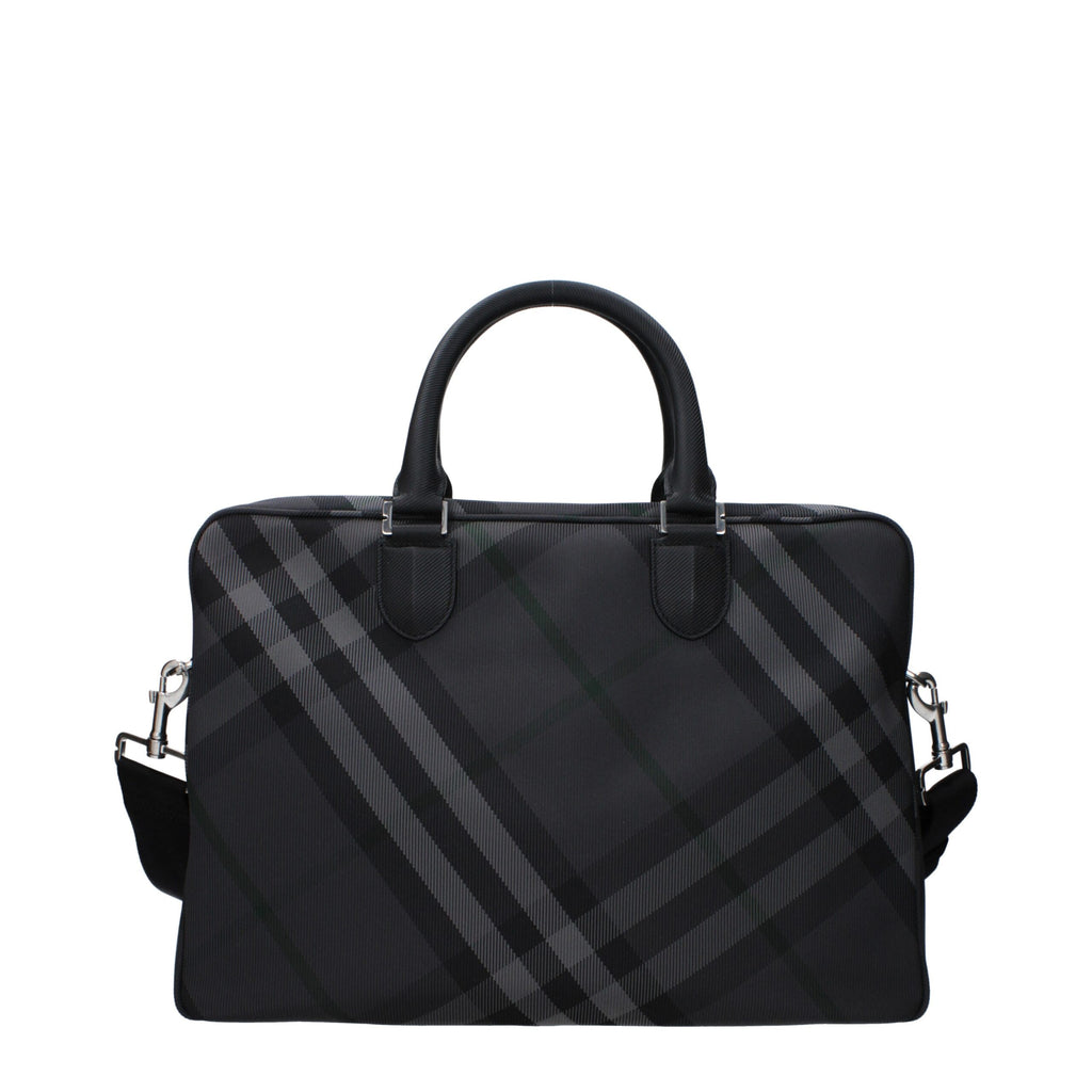 Burberry Gray Fabric Business And Laptop Bags
