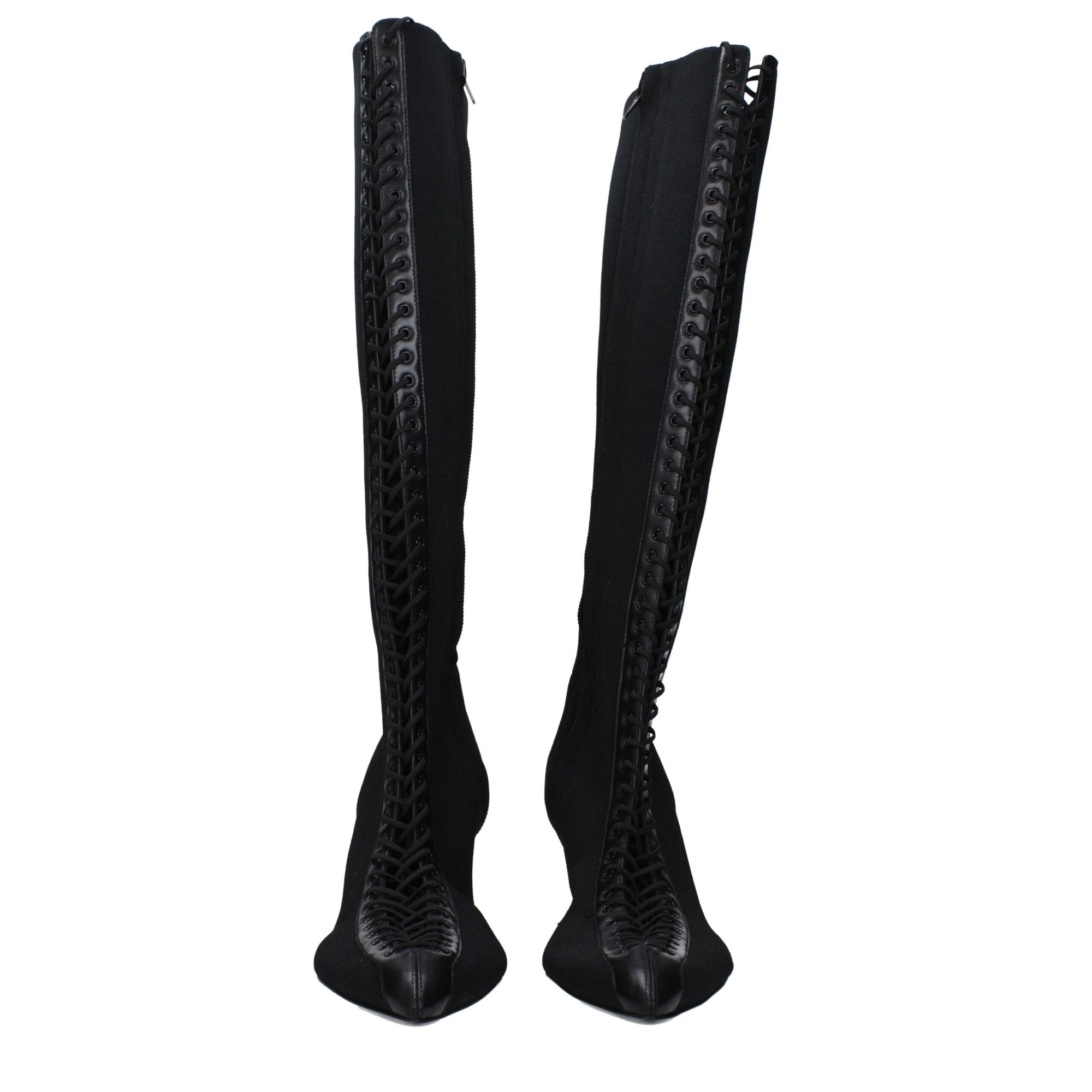 Givenchy Black Fabric Lace-Up Boots