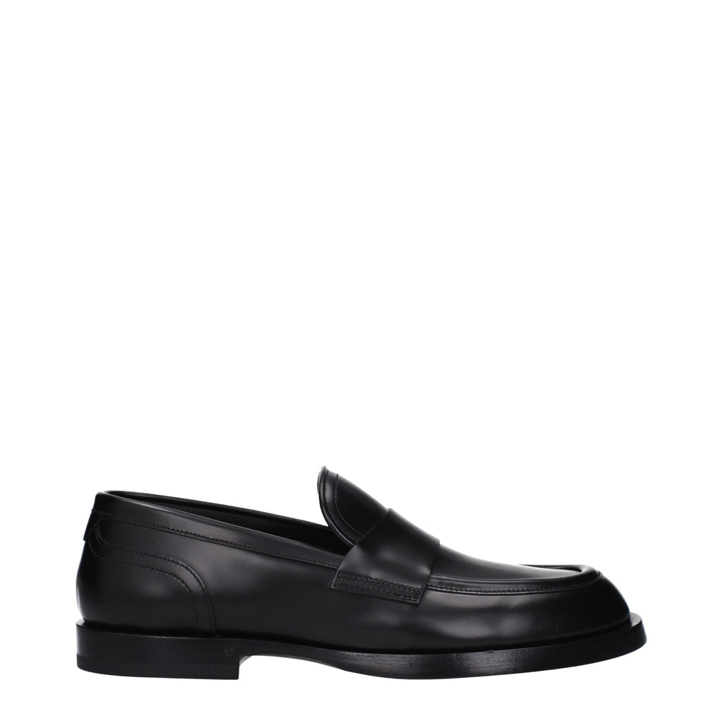 Dolce & Gabbana Black Leather Slip-On Loafers