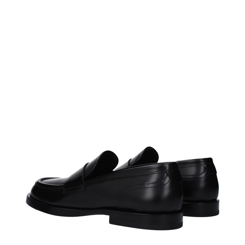 Dolce & Gabbana Black Leather Slip-On Loafers