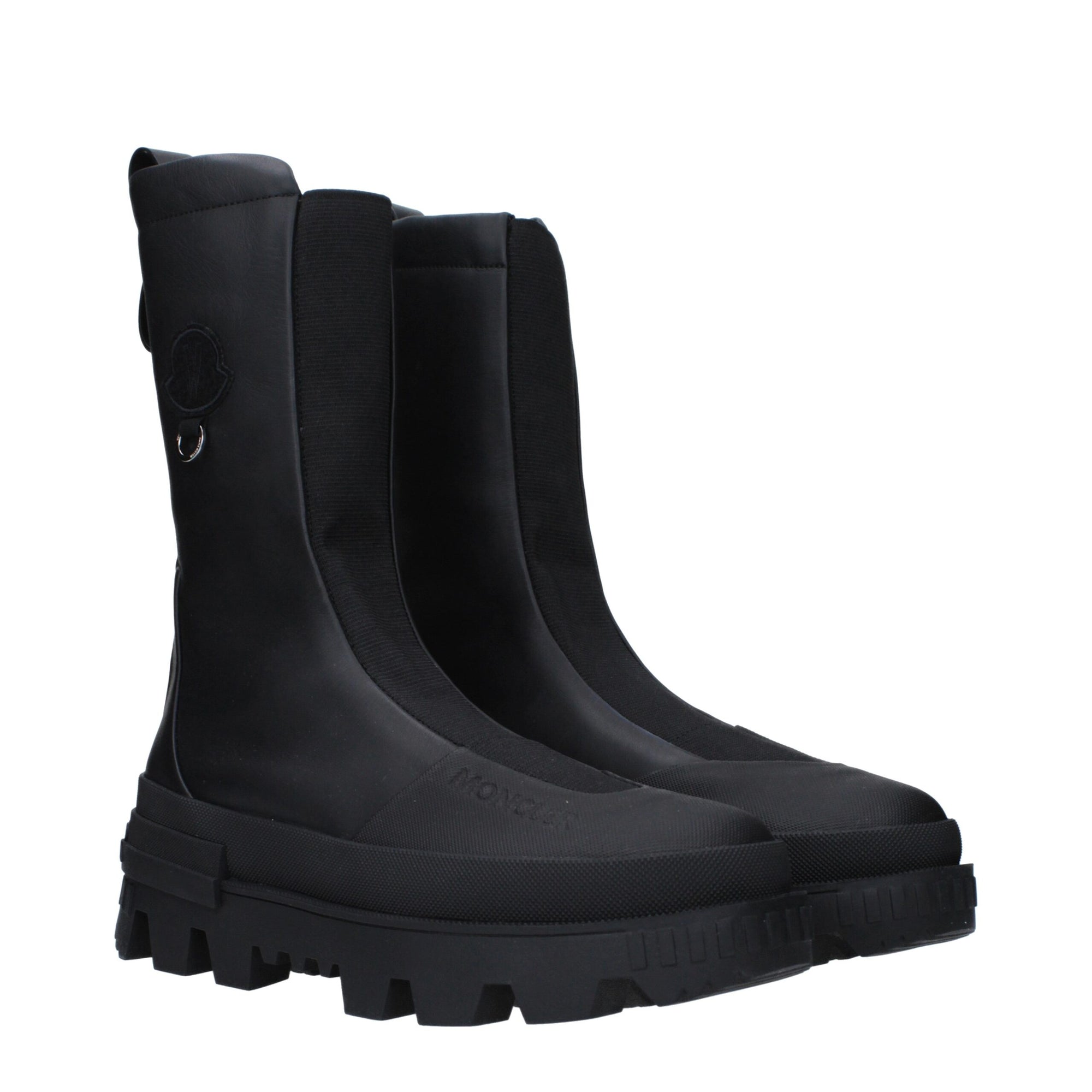 Moncler Black Leather Ankle Boots