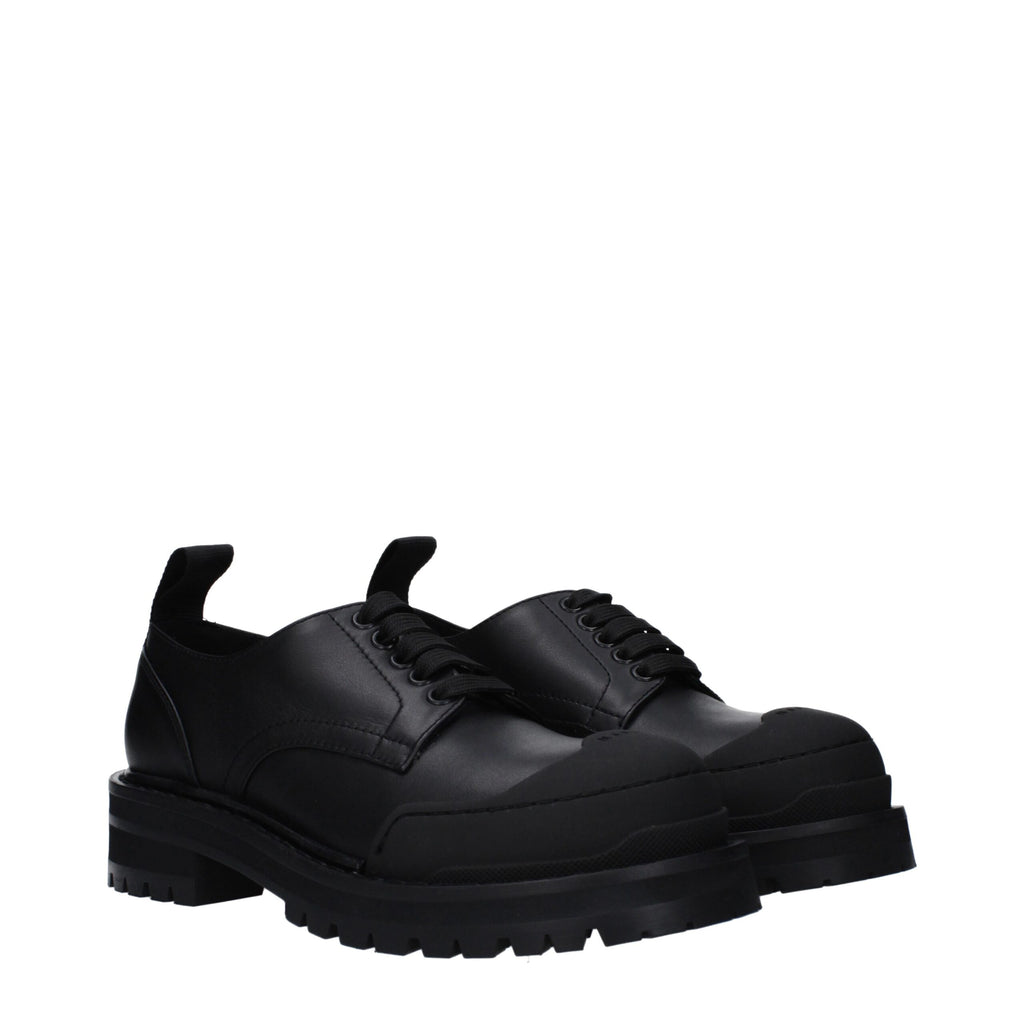 Marni Black Leather Oxfords And Derbies