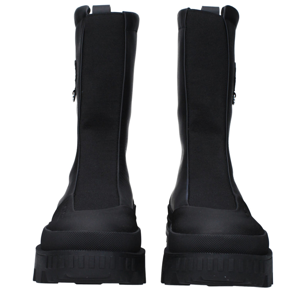 Moncler Black Leather Ankle Boots