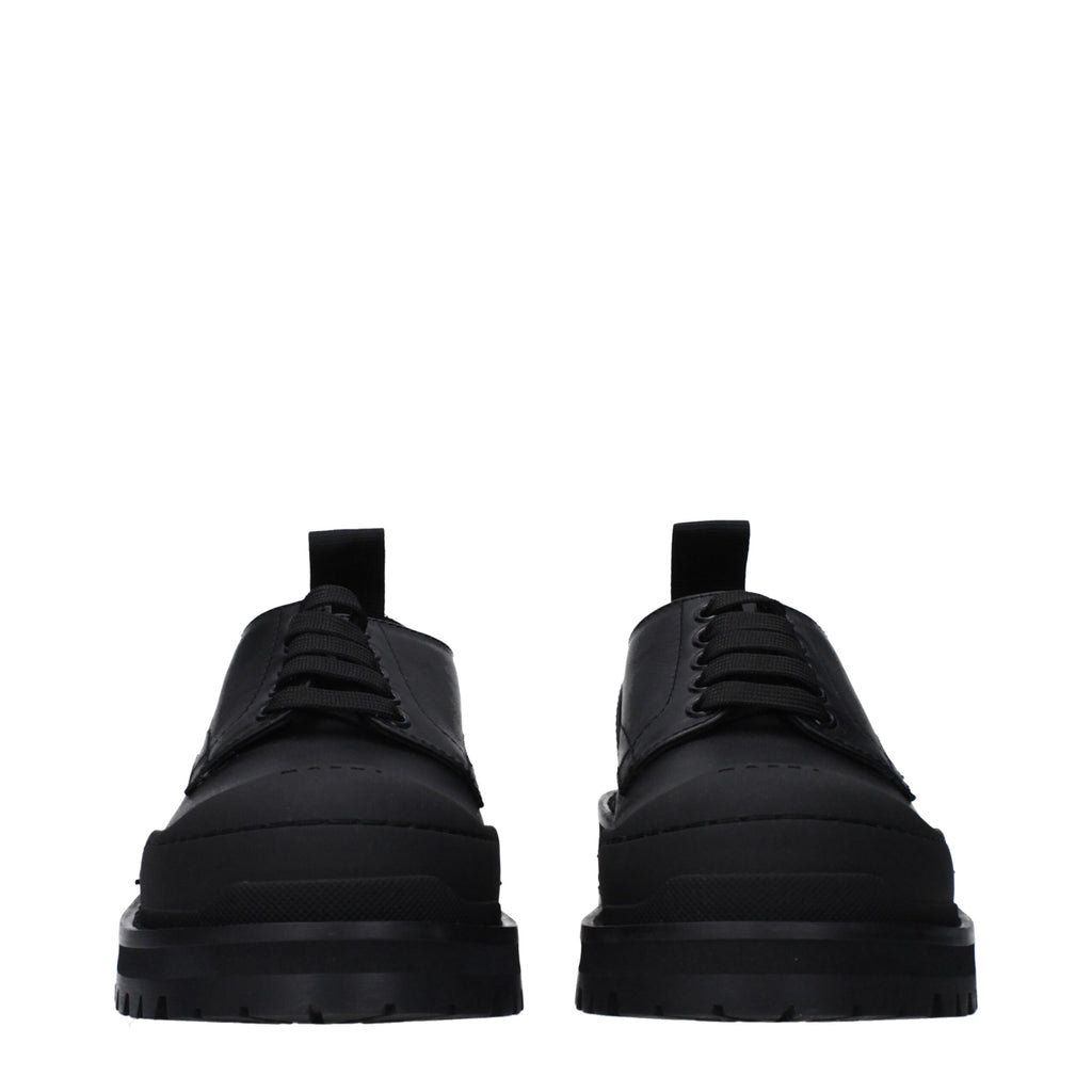 Marni Black Leather Oxfords And Derbies