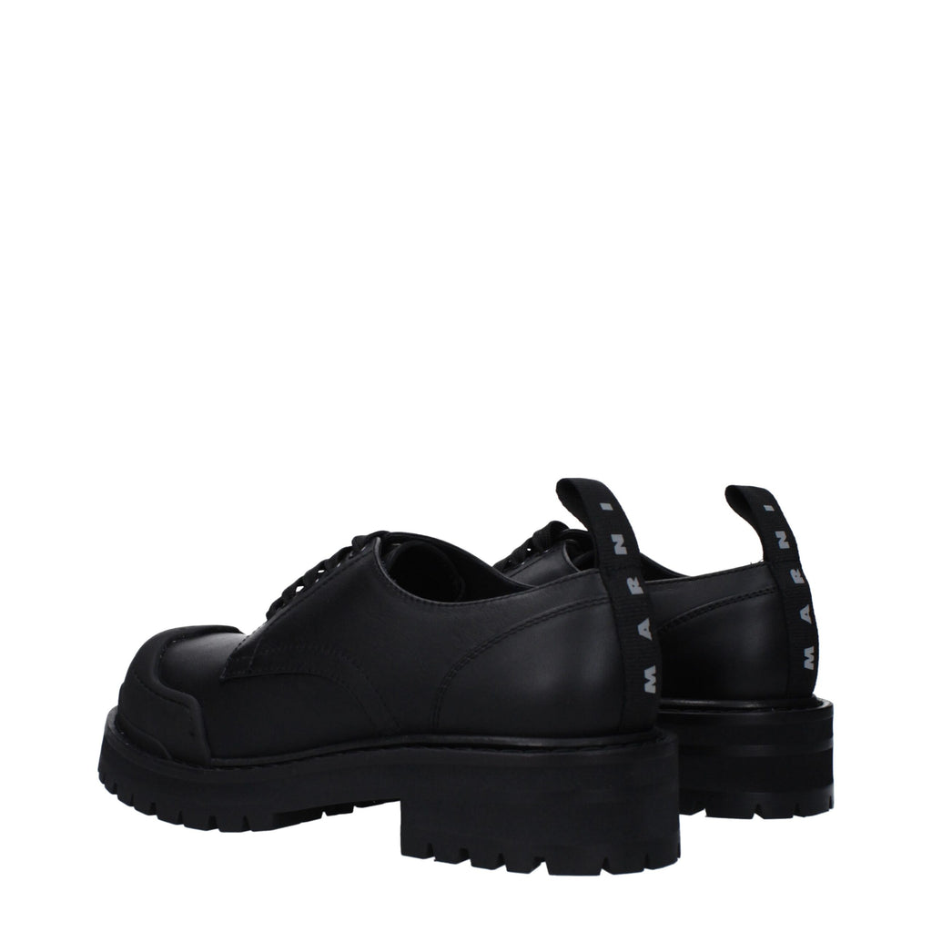 Marni Black Leather Oxfords And Derbies