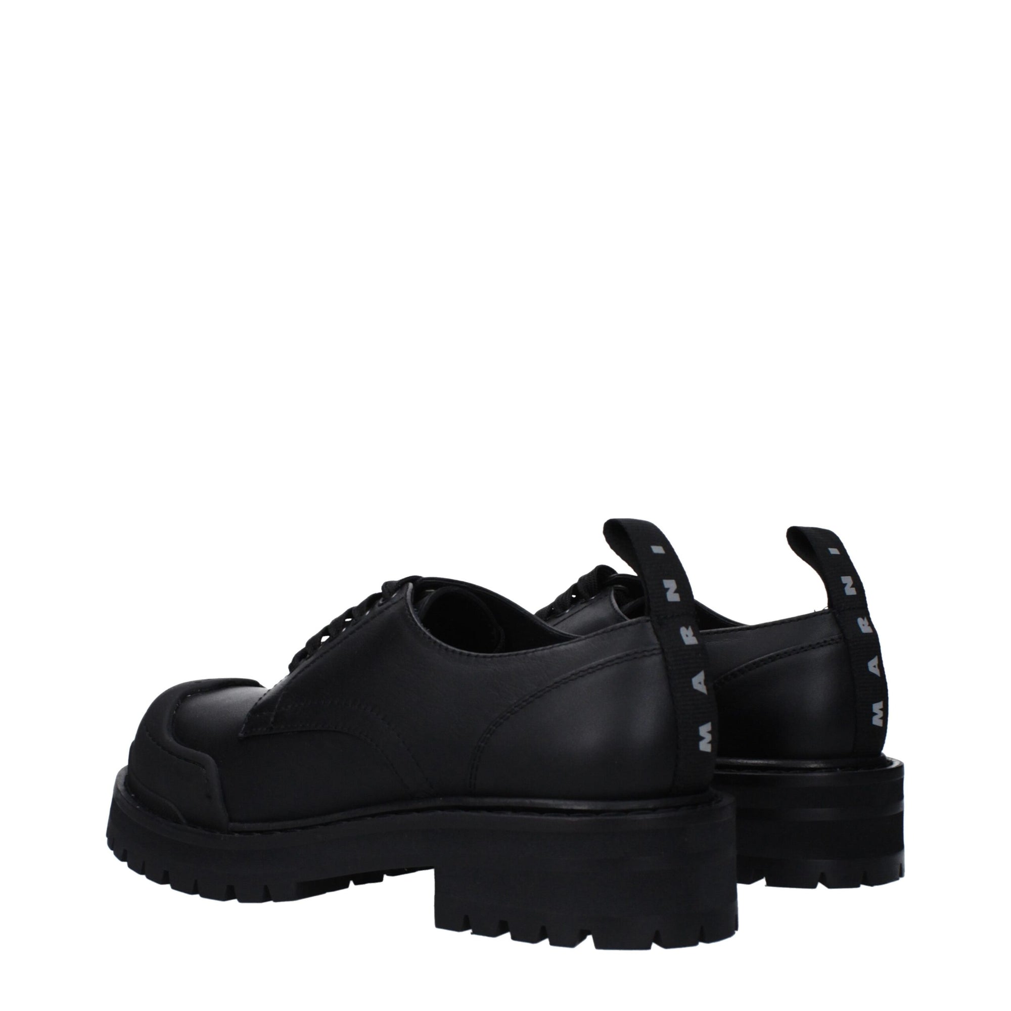 Marni Black Leather Oxfords And Derbies