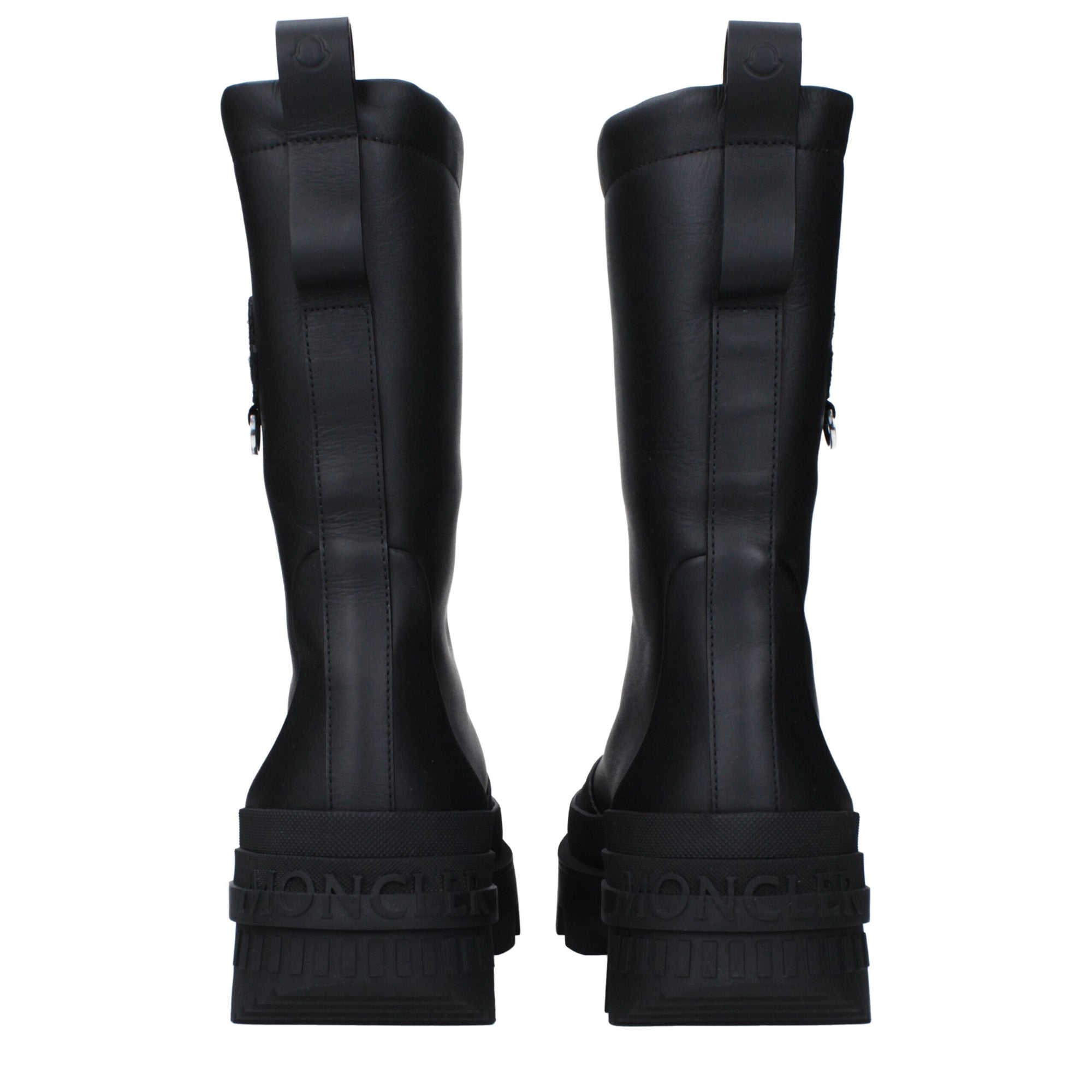 Moncler Black Leather Ankle Boots