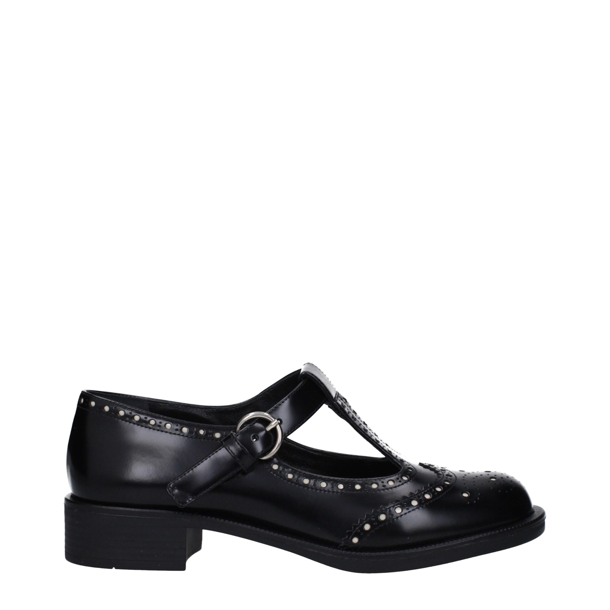 Miu Miu Black Leather Slip-On Loafers