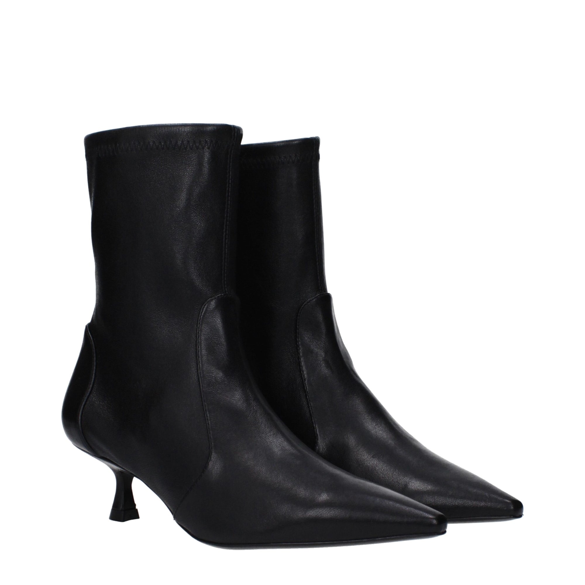 Stuart Weitzman Black Leather Ankle Boots