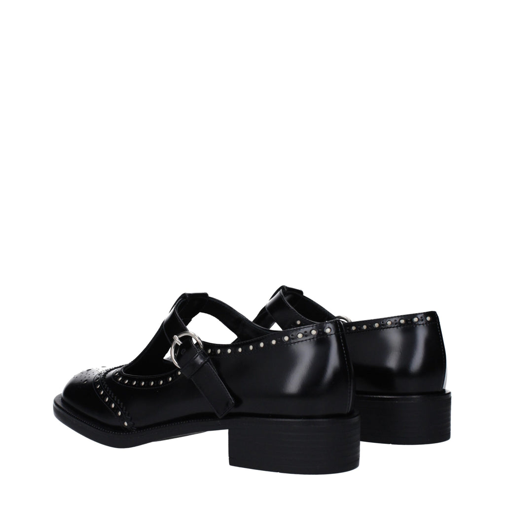 Miu Miu Black Leather Slip-On Loafers