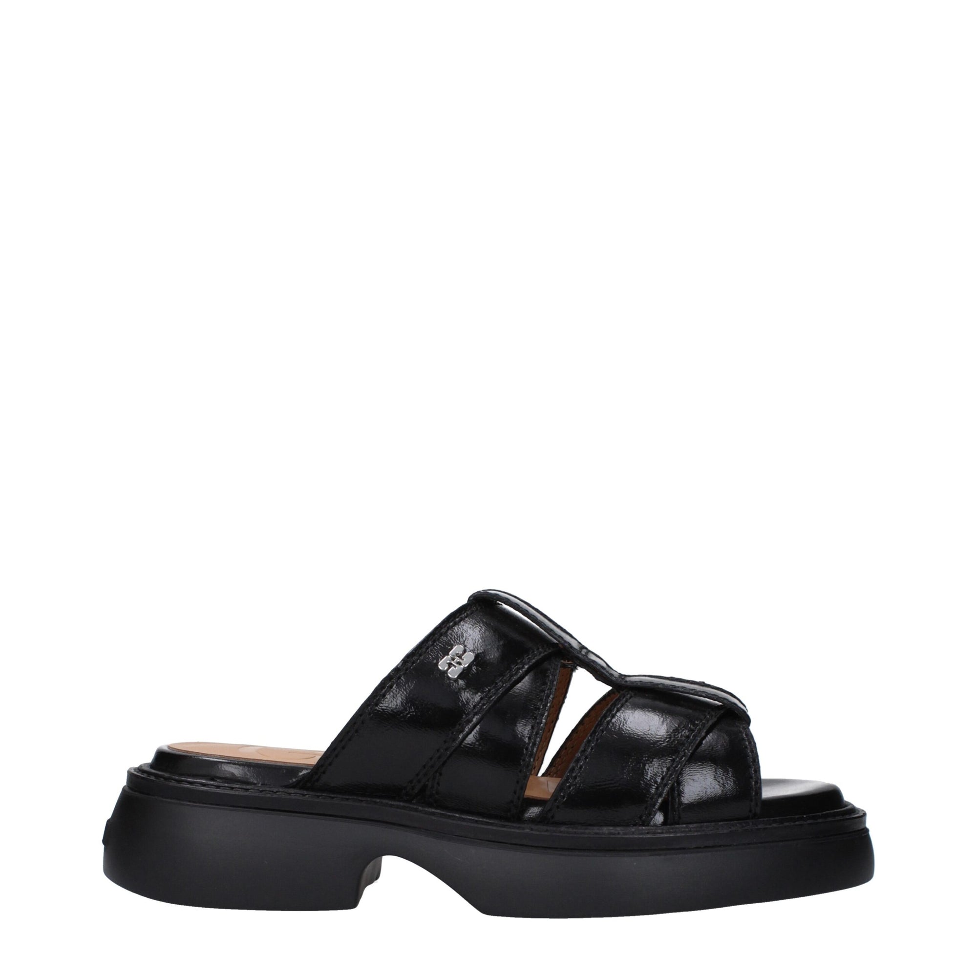 Ganni Black Fabric Slippers Sandals