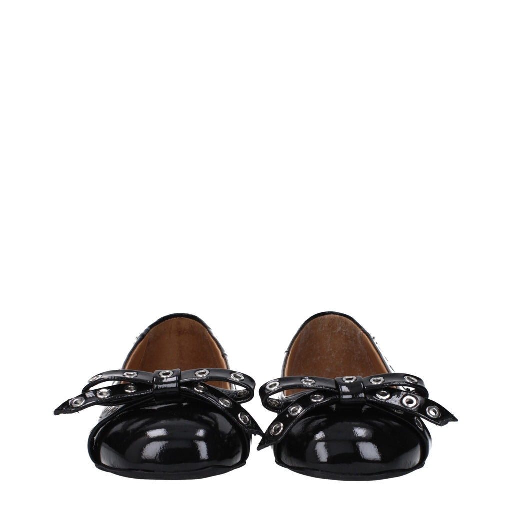 Ganni Black Leather Ballet Flats