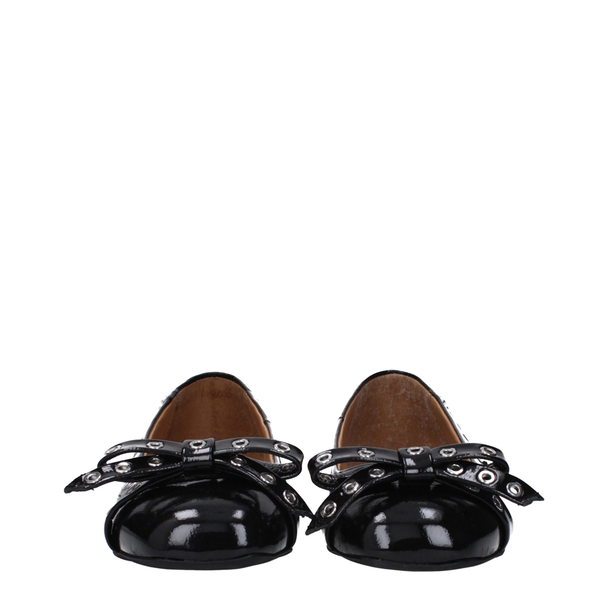 Ganni Black Leather Ballet Flats