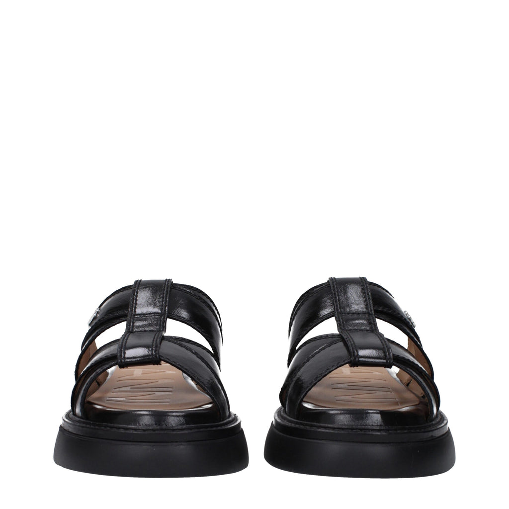Ganni Black Fabric Slippers Sandals