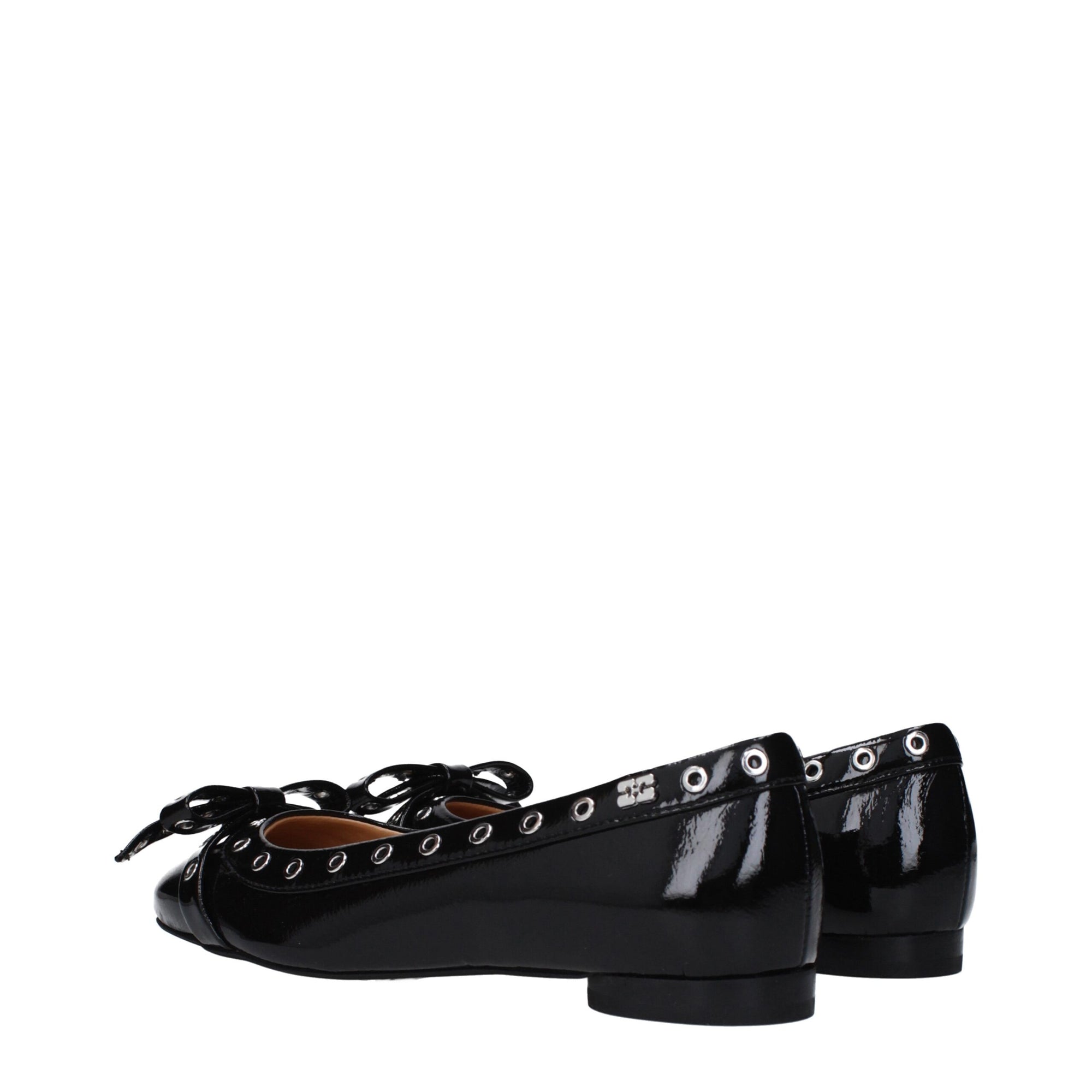 Ganni Black Leather Ballet Flats