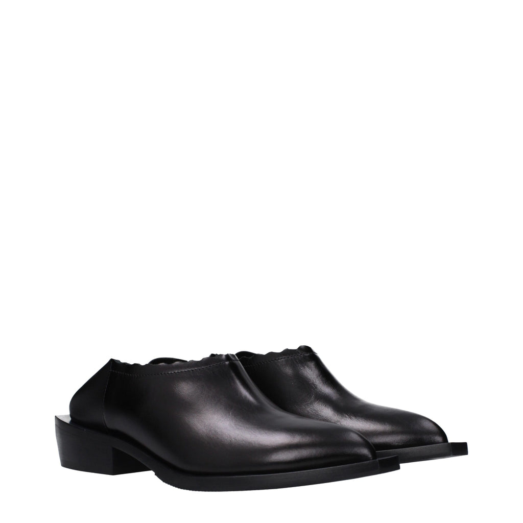 Love Moschino Black Leather Clogs