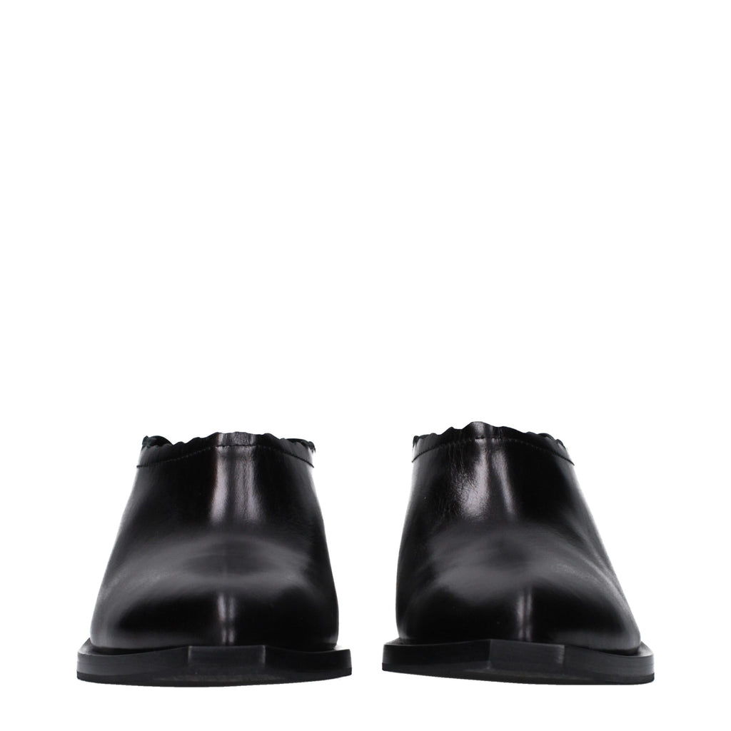 Love Moschino Black Leather Clogs