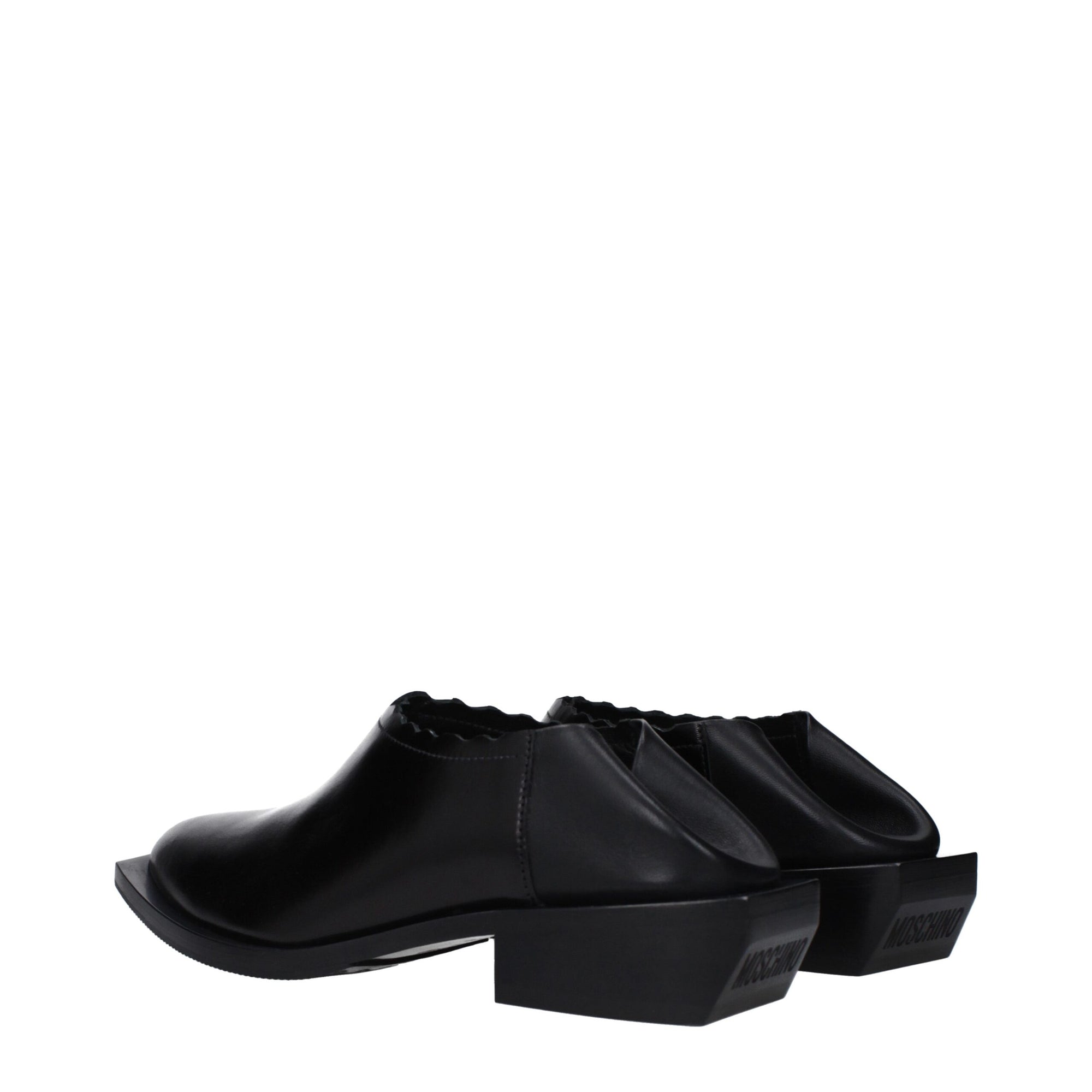 Love Moschino Black Leather Clogs