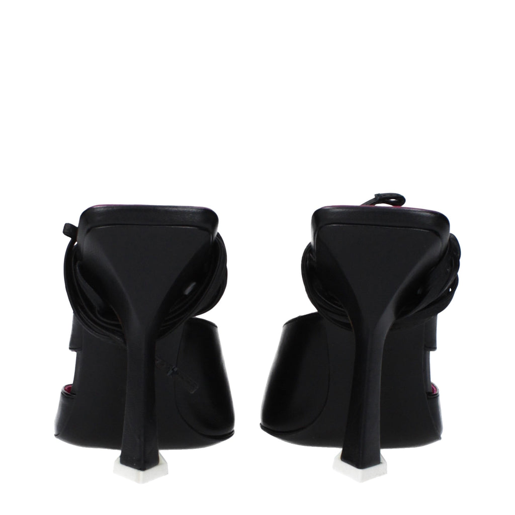 The Attico Black Leather Stiletto Heels Sandals