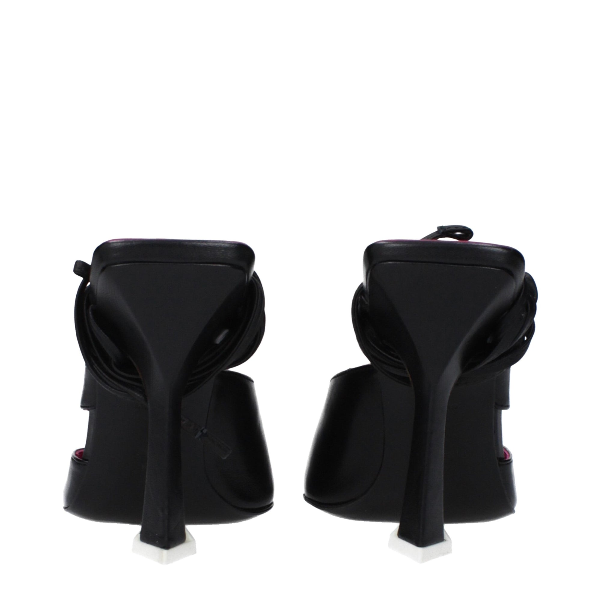 The Attico Black Leather Stiletto Heels Sandals