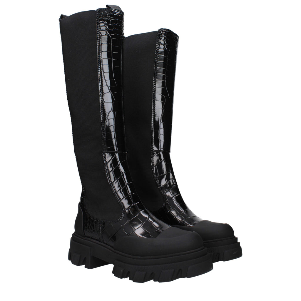 Ganni Black Leather Over The Knee