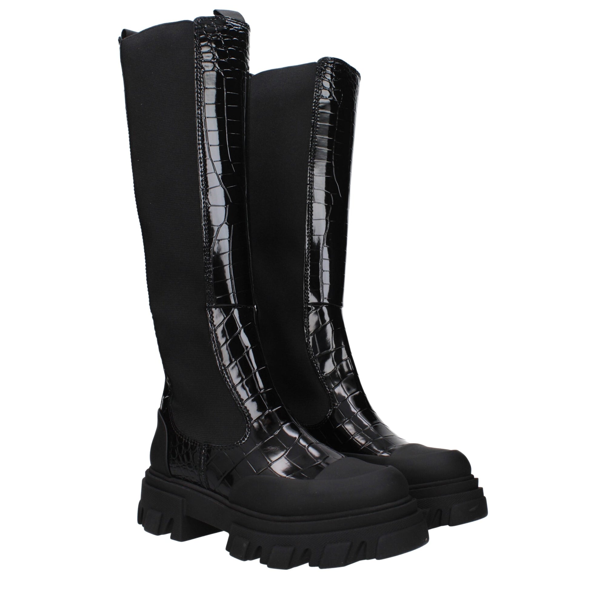 Ganni Black Leather Over The Knee