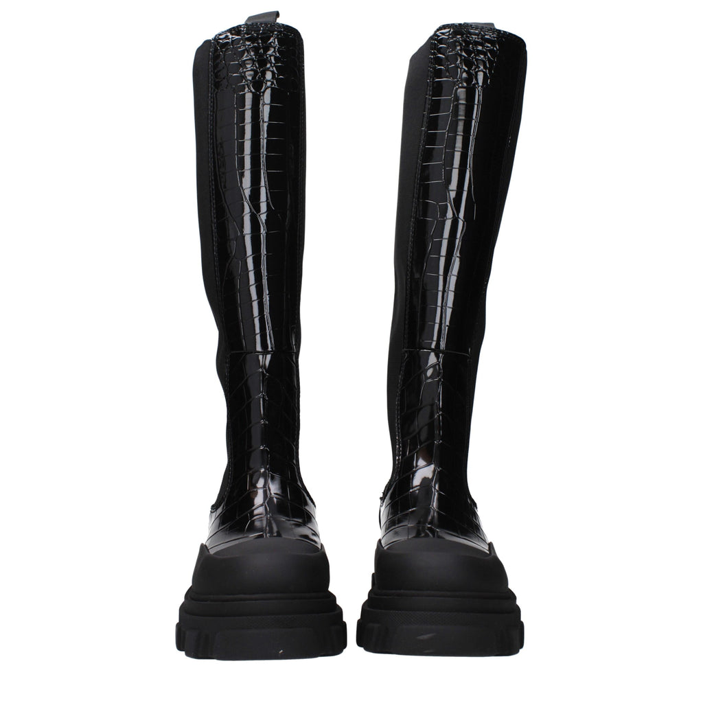 Ganni Black Leather Over The Knee